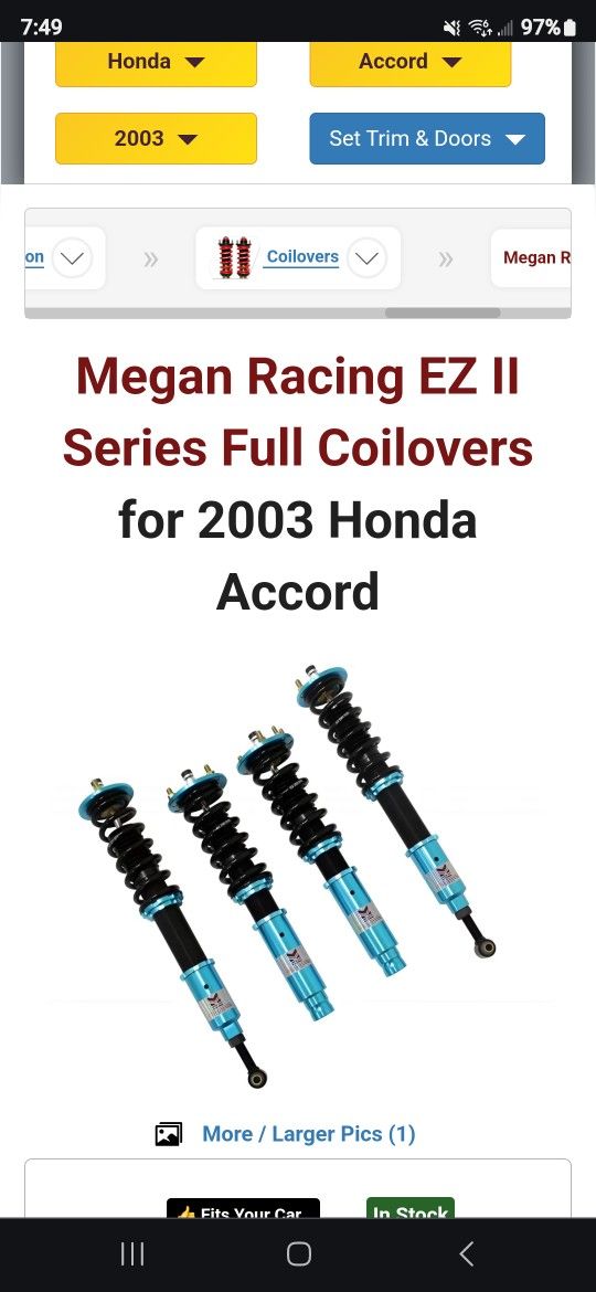 Megan Coilovers For 99/01 Honda Accord 