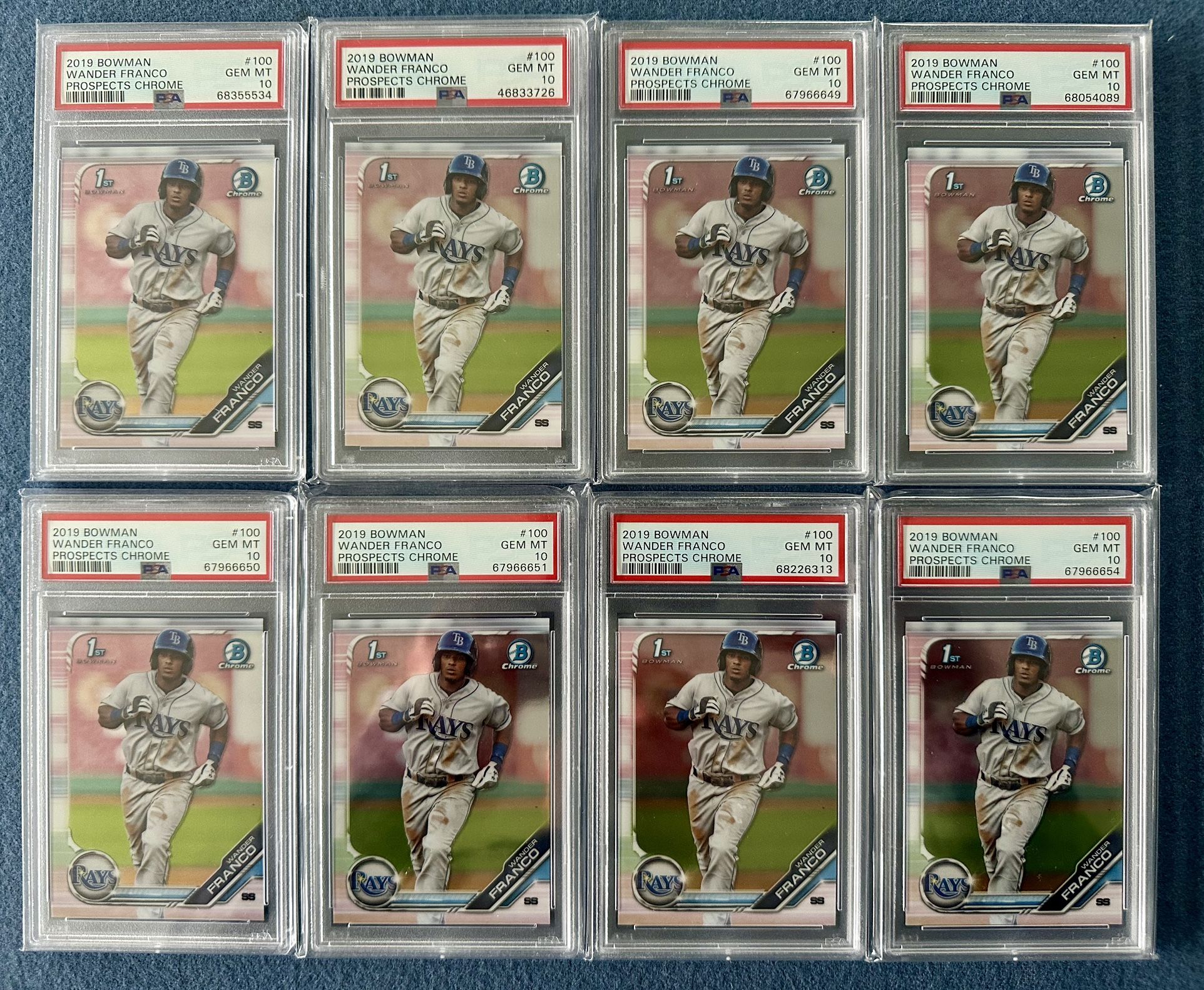 Lot Of (8) Wander Franco Bowman Chrome 1st RC PSA10