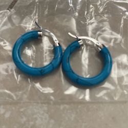 Thurquesa Y Plata   Aretes     Siver  And Turquoise  Earrings 