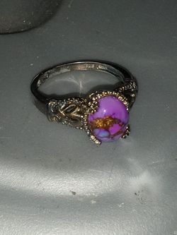 purple copper turquoise ring