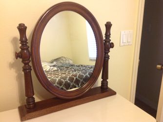 Solid wood free standing vintage swivel mirror