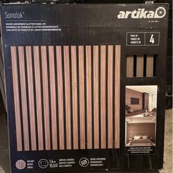 Artika Sonolok Sound-Absorbing Slatted Panel Kit. Oak/Black. New
