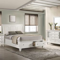 4 Piece Bedroom Set Include Queen Bed, Dresser, Mirror, 1 Nightstand…Optional Chest and sizes can be added