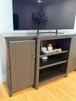 Brown TV Stand / Media Console with Storage Cabinets