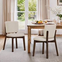 2 Pcs Mid-Century Upholstered Dining Chairs