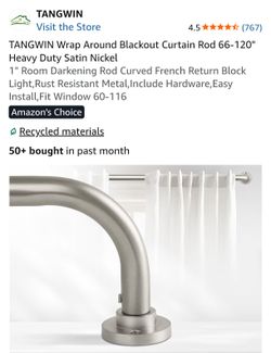 Wrap Around Blackout Curtain Rod 66-120" Heavy Duty Satin Nickel