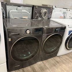 LG thinQ washer and dryer set electric dryer only time drys