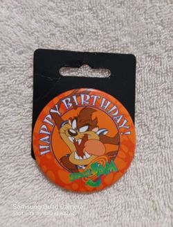 Vintage Looney tunes space jam Tasmanian Devil happy birthday pin