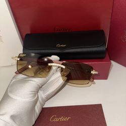Cartier Diamond Gold  Brown Sunglasses 🔥🔥🔥
