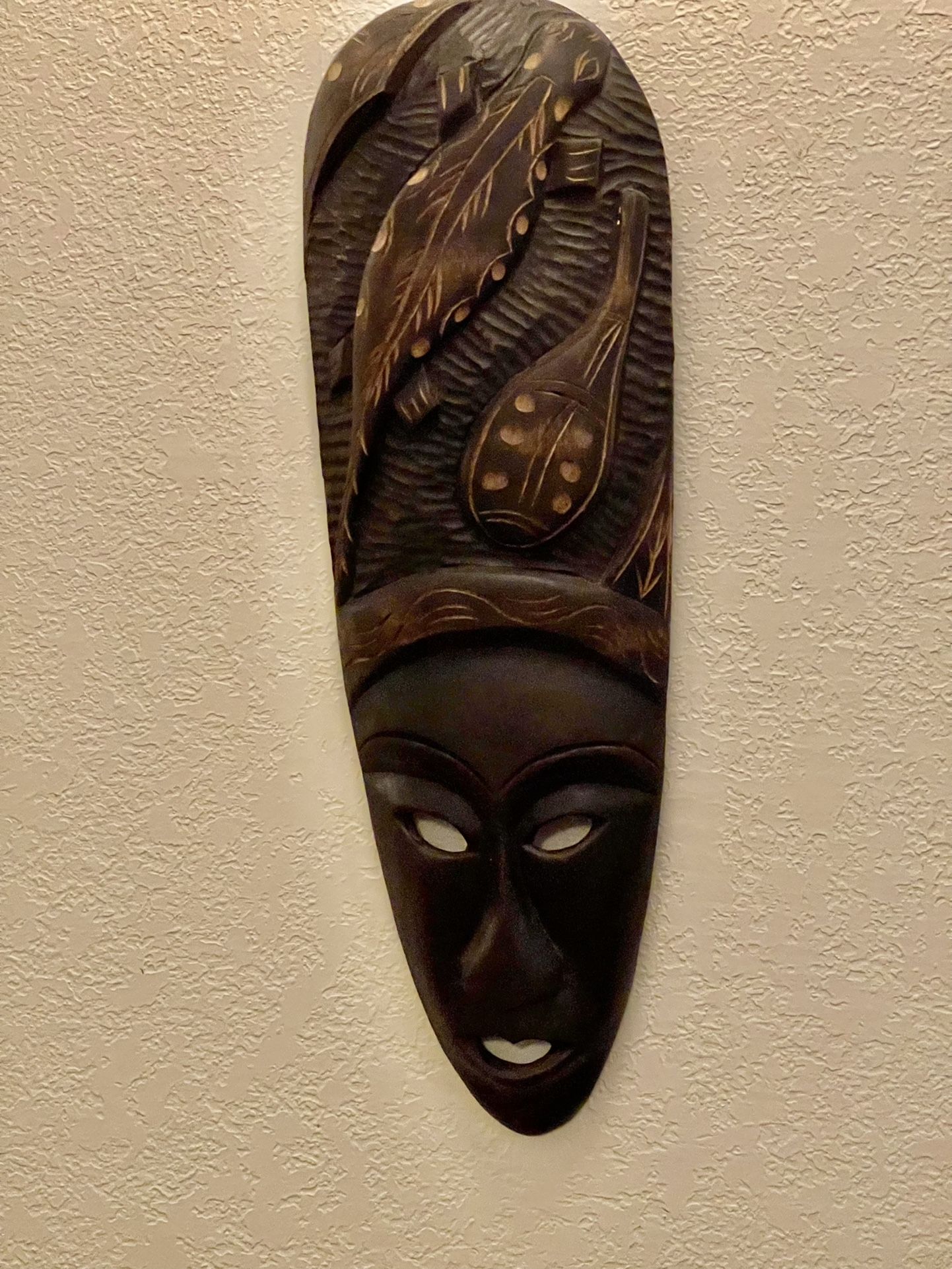 Mask Bambara Tribe Primitive Wall Art Primal Tiki Hand Carved Wood