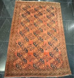 Vintage hand-knotted Afghan Turkoman area rug