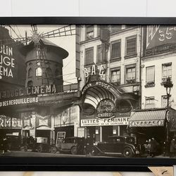 Moulin Rouge Theatre and Cinéma - Paris France - Vintage Cabaret Framed Art