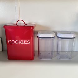 Cookies metal canister 2 small clear canister 
