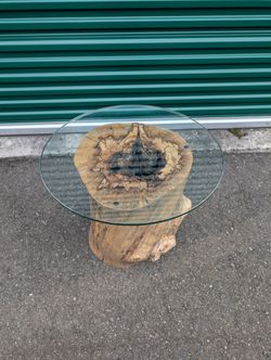 Rustic Handmade Lighted Wood Trunk Accent Coffee Table