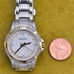 Bulova Two Tone, Mother Of Pearl Dial, Women's Watch 