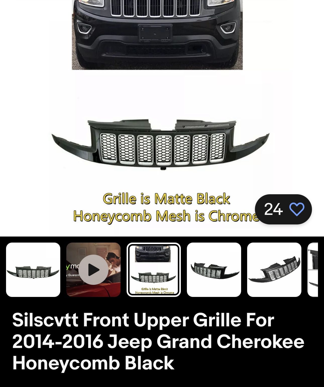 Silscvtt Front Upper Grille For 2014-2016 Jeep Grand Cherokee Honeycomb Black
