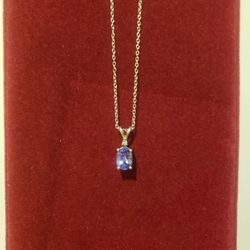 Sterling Silver Natural Amethyst Gemstone with Diamond Pendant 18" Necklace F11