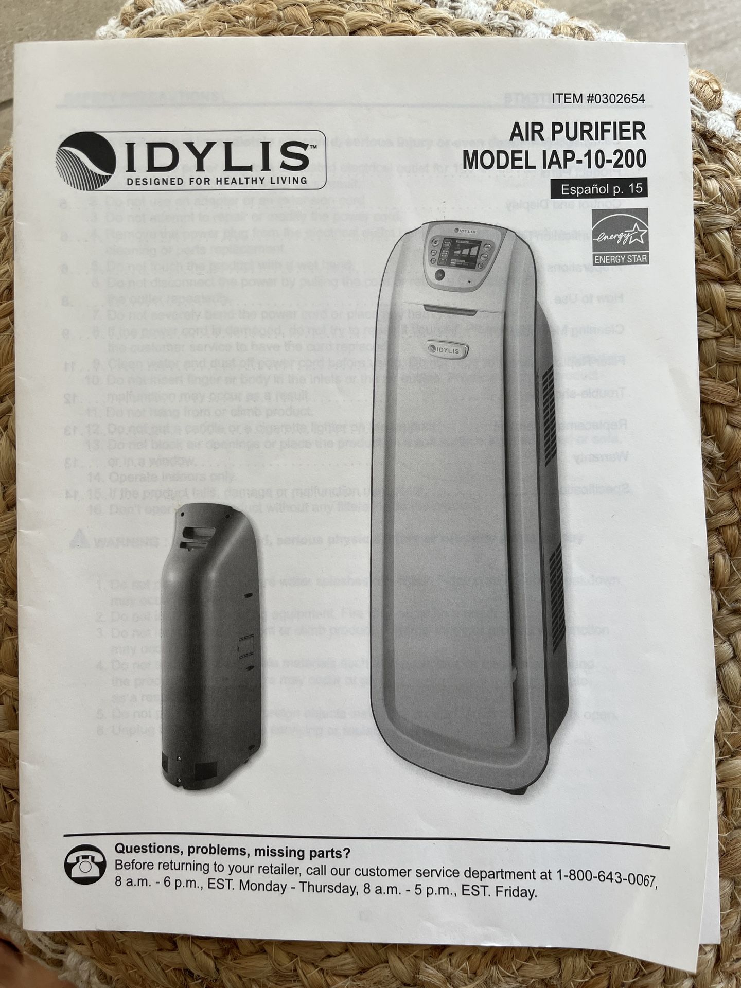 Idylis Air Purifier Model IAP 10 200