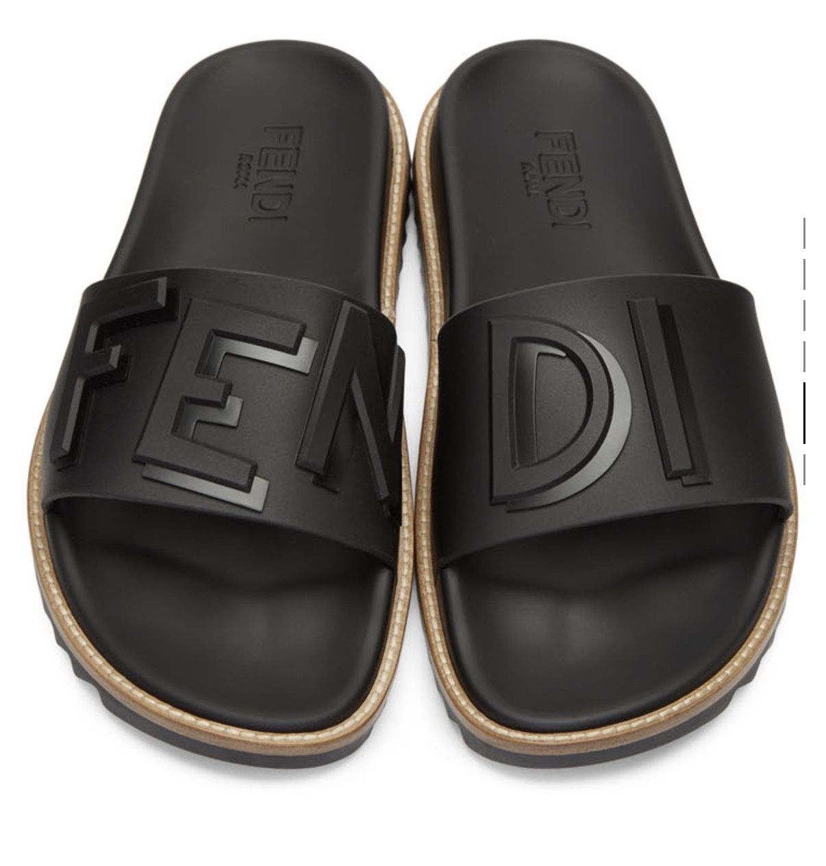 Fendi “Vocabulary” Embossed Slides – EU 43 / US 10 – Designer, Excellent Condition