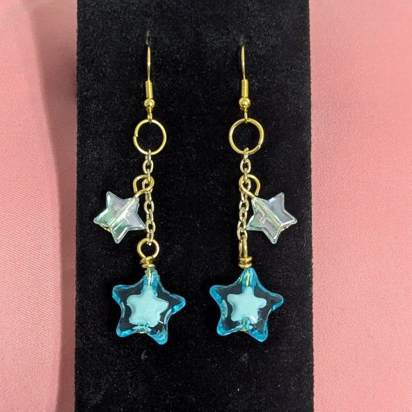 Handmade Kawaii Blue Star Dangle Earrings