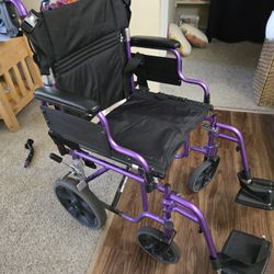 Purple Wheel Chair With Vive XL Wheelchair Bag