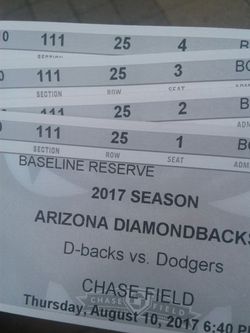 4 tickets Dodgers side $45 ea