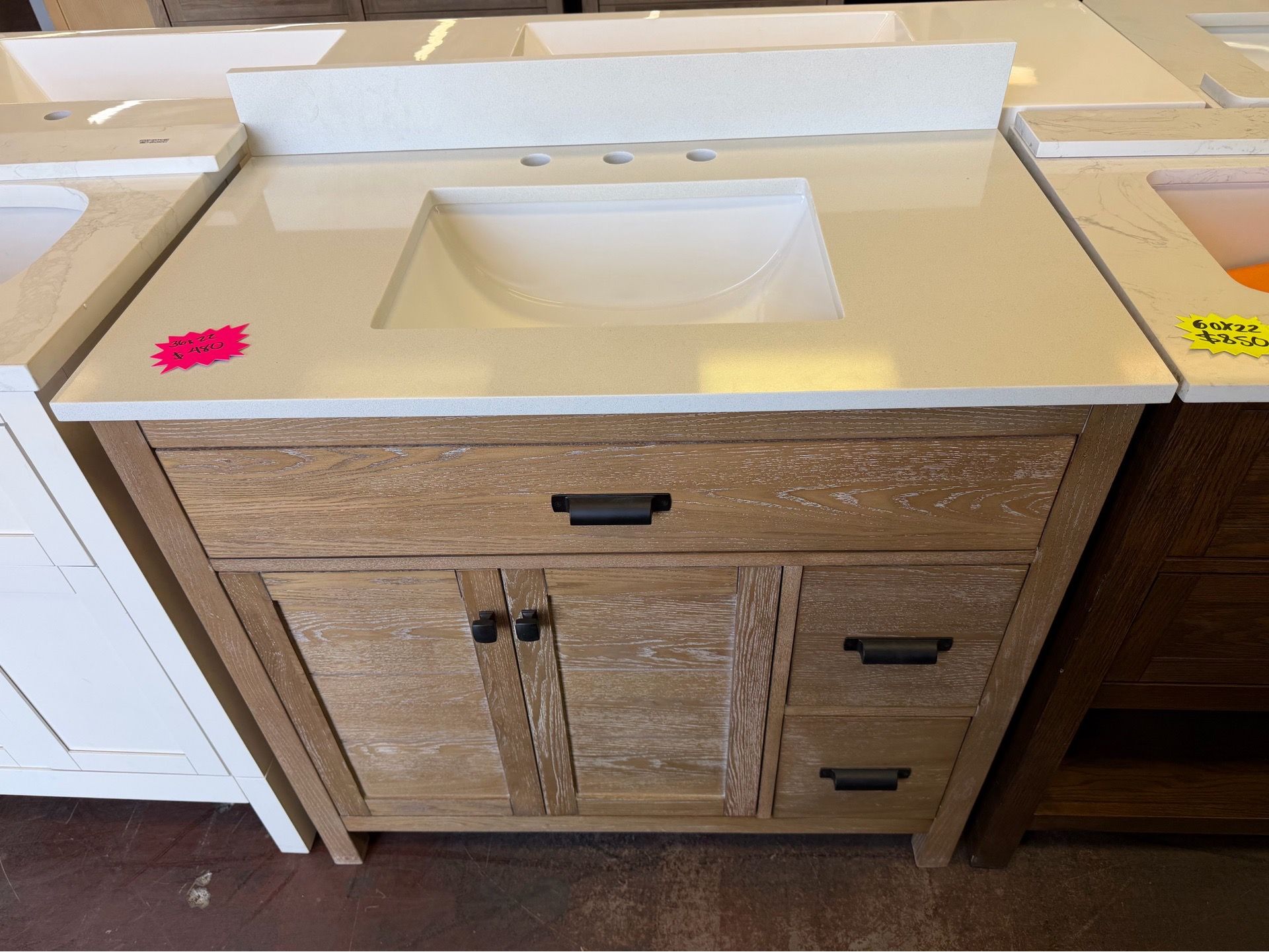 Stanhope 37 in. Single Sink Freestanding Reclaimed Oak Bath Vanity with Crystal White Engineered Stone Top