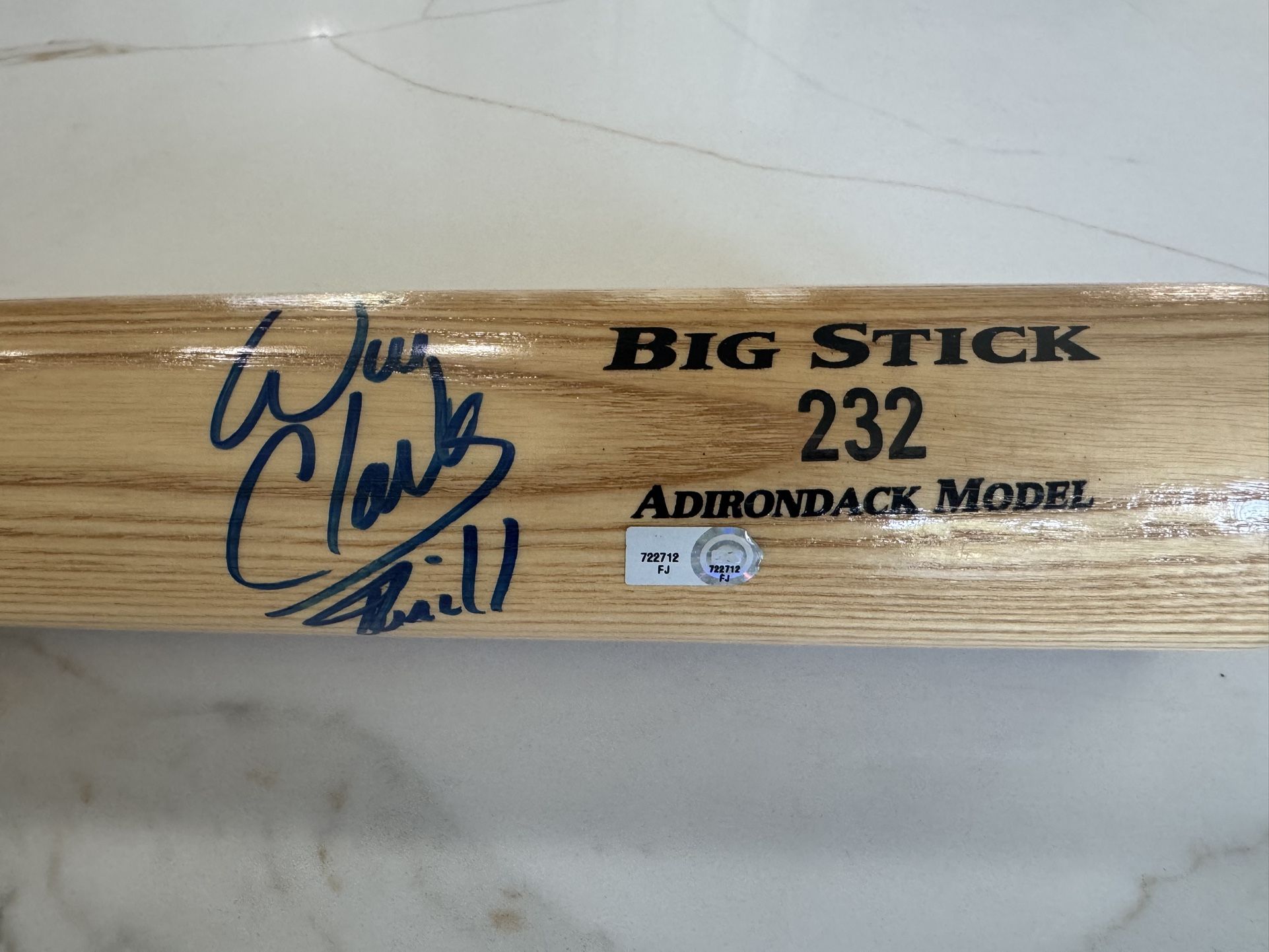Will Clark “Thrill” Autograph Bat