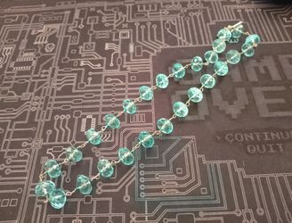 Aqua Glass Bead Sterling Silver Necklace 19inches Long