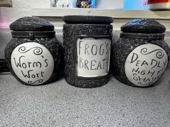 Disney Nightmare Before Christmas Sally's Potion Ceramic Canister Jar Set 3pc