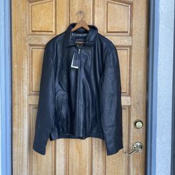 Kenneth Cole New York Men topstitched Slant Pockets Leather Jacket L  $450