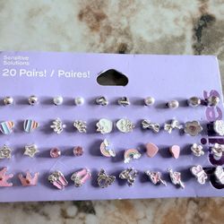 Claire’s Sensitive Solution Stud Earrings Ballet Unicorn 20 Pairs Brand New