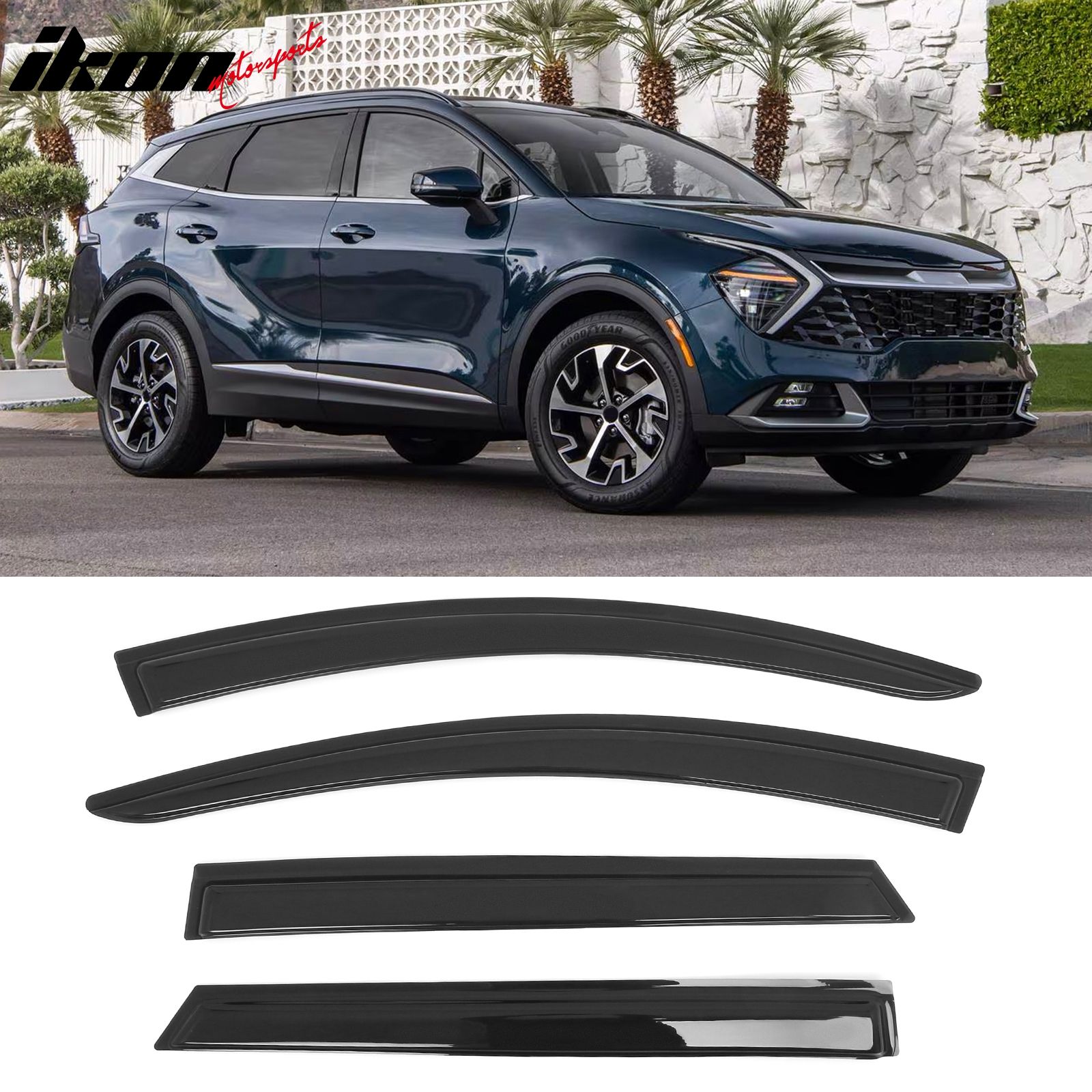 Fits 2023-2025 Kia Sportage Tape on Window Visors Vent Rain Sun Guards Deflectors