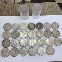 27 Silver Dollars Morgan And Peace Dollars 