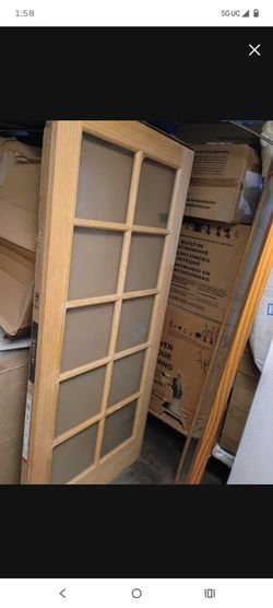 36x80 solid wood pine single french door no frame some scratches slab only