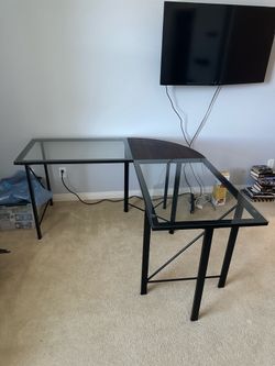 Glass and metal desks