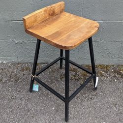 Counter Height Iron And Wood Stool