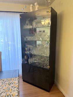 Display cabinet with beautiful glass doors and light inside