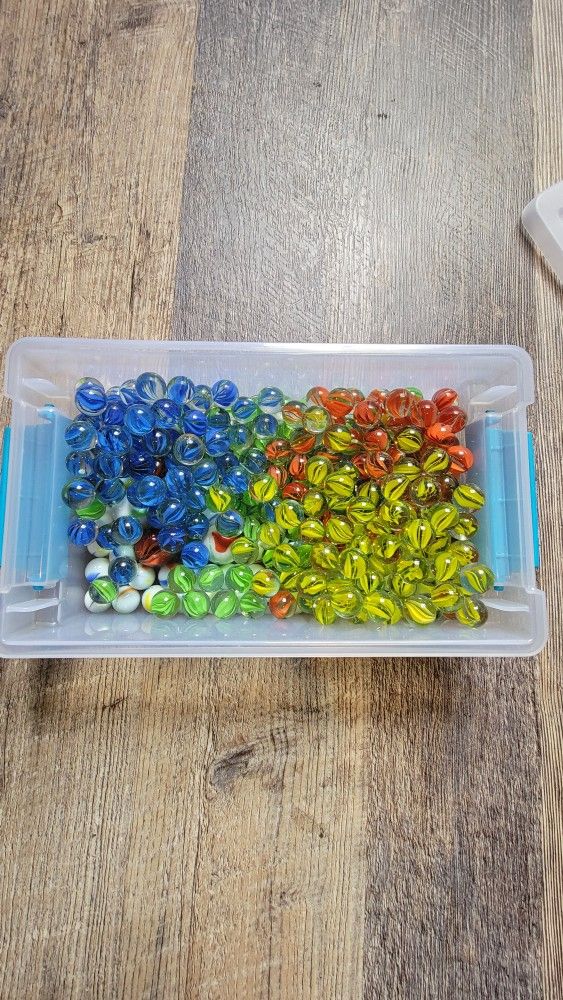 Mixed Lot Of 230 Vintage Antique Glass Round Marbles Balls Small & Big