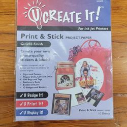 UCREATE IT-Print & Stick Gloss 10 Sheets SEALED Package - Creative