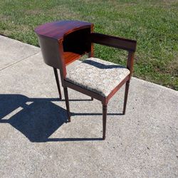 Vintage Mahogany Gossip Bench / Telephone Table Chair – Excellent Condition