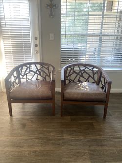 Crate & Barrel Ankara Chair – Mahogany & Handwoven Cane – $500