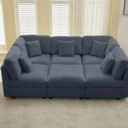 6pc Modular Sectional Sofa Couch with Ottoman