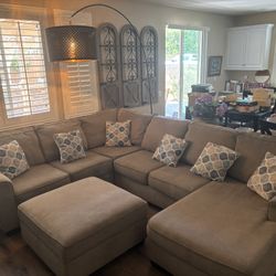 Taupe Sectional Sofa With Storage Ottoman With Flip Table Top