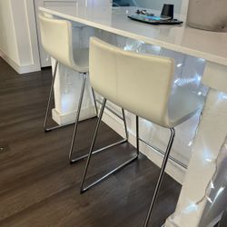 3 White Bar Stools