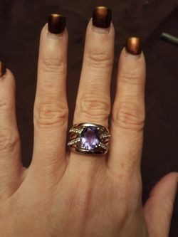 Sterling Fluorite & white topaz ring