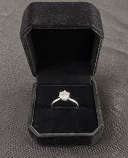 1CT Round Moissanite Solitaire Ring 925 Sterling Silver Adjustable Promise Ring