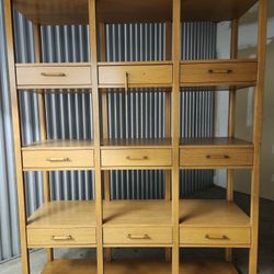 Solid Wood Bookshelves W/Drawers