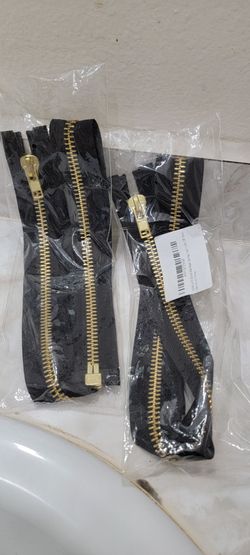 2 Zippers Metálicos YaHoGa #10 de 28 Pulgadas Latón Dorado - Nuevos para Chaquetas