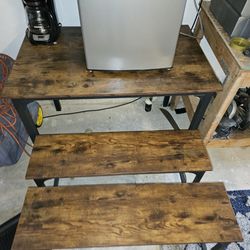 Craft table or apartment table with benches